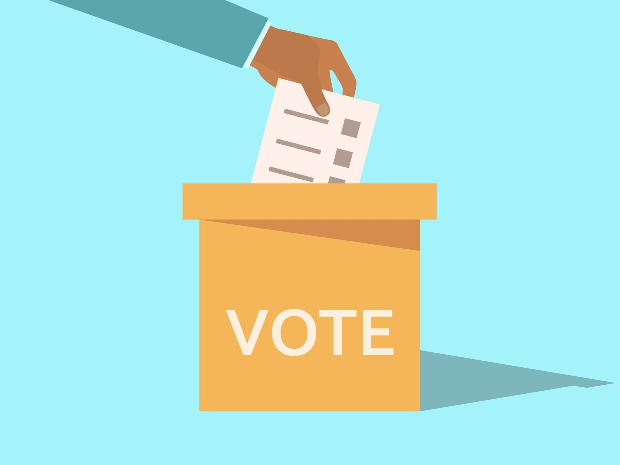 Hand,Throws,A,Ballot,Into,The,Ballot,Box.,Elections,,Voting